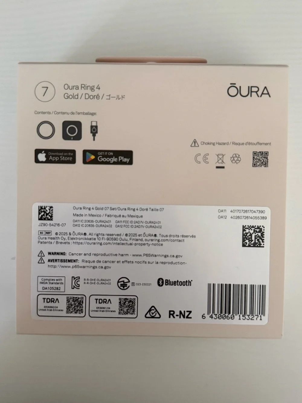Oura Ring 4 Boxed Packaging – gold size 7